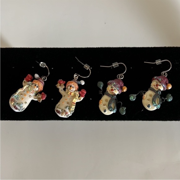 Vintage Set of 2 Snowman Earrings - Picture 2 of 6